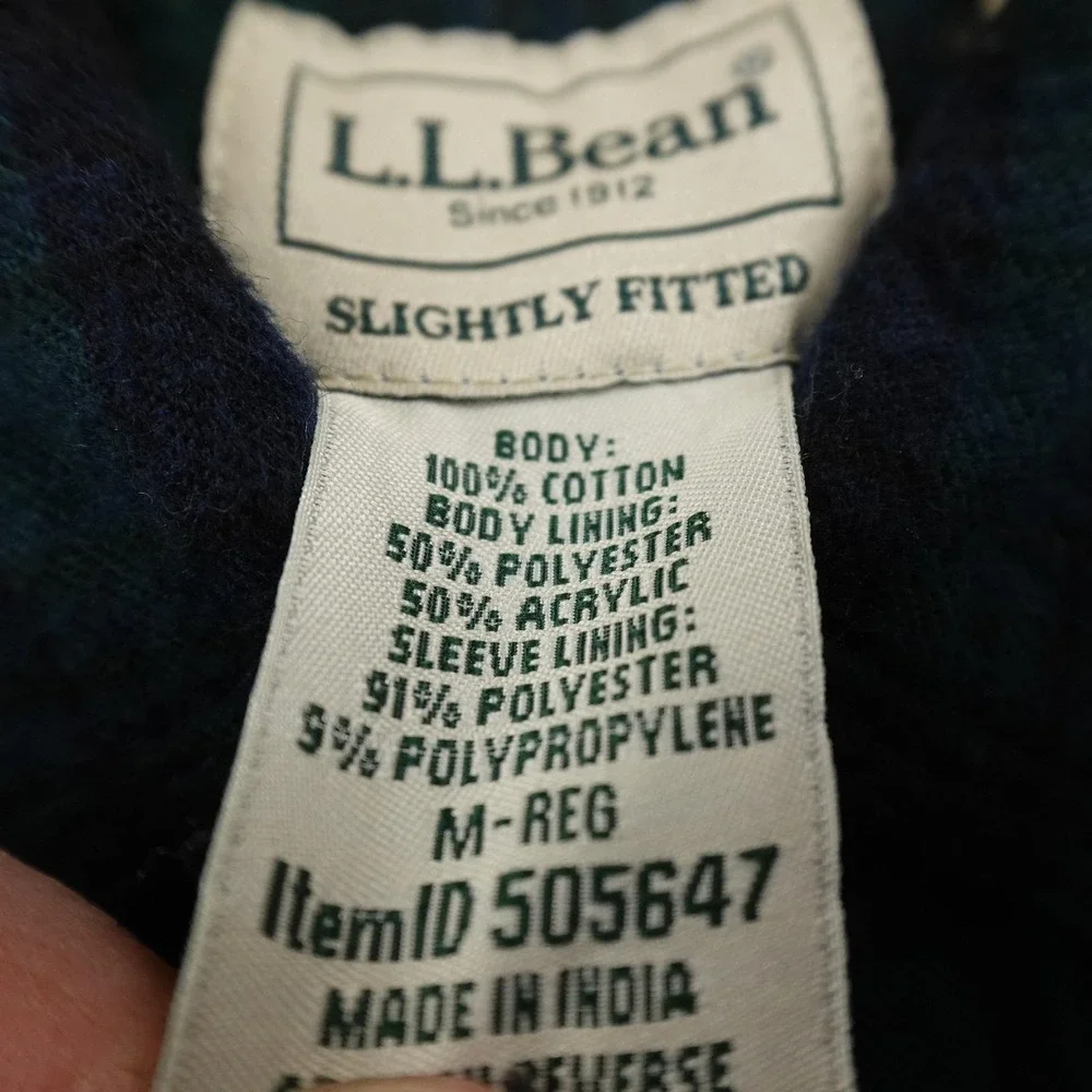 NEW L.L.Bean Jacket Mens M Green Sherpa Lined Scotch Plaid Flannel Shirt Shacket